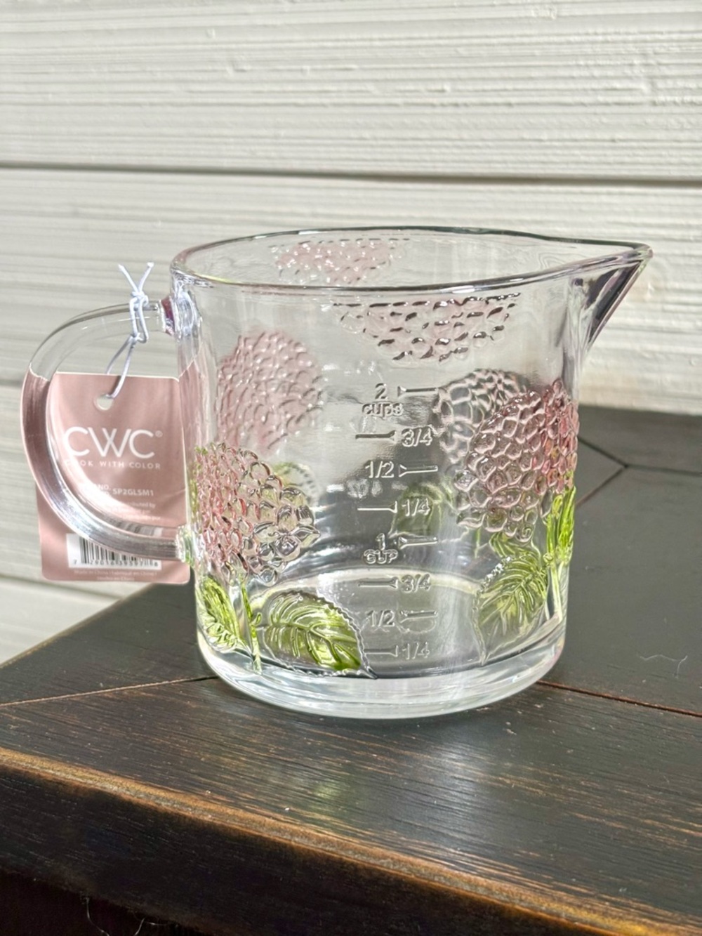 CWC Glass Measuring Cup 16oz ~ 2 Cups PINK HYDRANGEA Design NEW Microwaveable - Picture 5 of 8